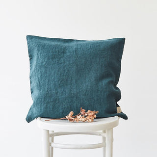Deep Water Washed Linen Cushion Cover 