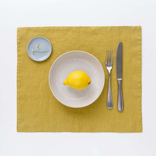 Lemon Curry Washed Linen Placemat 
