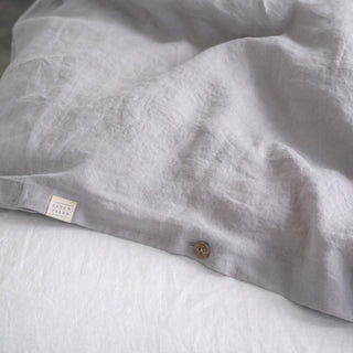 Light Grey Washed Linen Duvet Cover Set 8