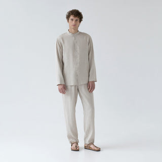 Melange Color Currant Linen Loungewear Set Front 