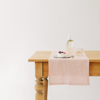 Misty Rose Washed Linen Table Runner 