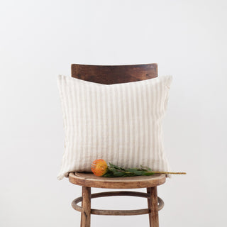 Natural Stripes Washed Linen Cushion Cover 