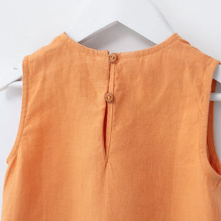 Kids Tangerine Linen Swan Dress 6