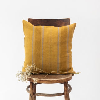 Amber Bronze Stripes Linen Cushion Cover 1