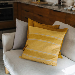 Amber Bronze Stripes Linen Cushion Cover 2