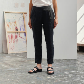 Black Linen Gladiolus Trousers 3