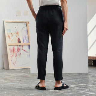 Black Linen Gladiolus Trousers 4