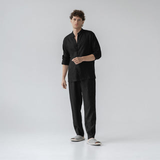 Black Linen Currant Loungewear Set 1
