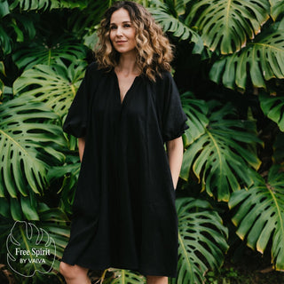 Black Linen Mahina Dress 1