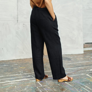 Black Linen Twill Willow Trousers 2