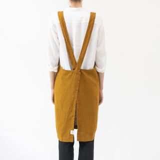 Bronze Linen Crossback Apron 3