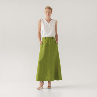 Cardamom Seed Linen Gardenia Skirt 