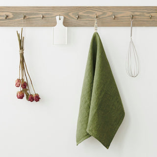 Dark Green Linen Kitchen Towel 