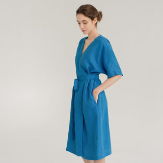 LIMITED EDITION French Blue Linen Vine Dress 2