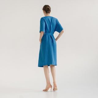 LIMITED EDITION French Blue Linen Vine Dress 3
