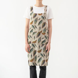 Golden Fall on Natural Linen Crossback Apron 3