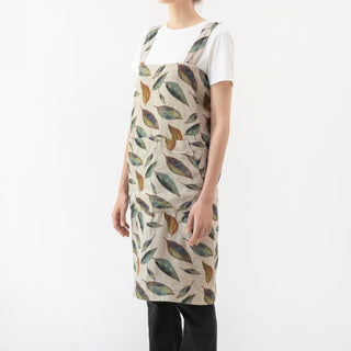 Golden Fall on Natural Linen Pinafore Apron 3