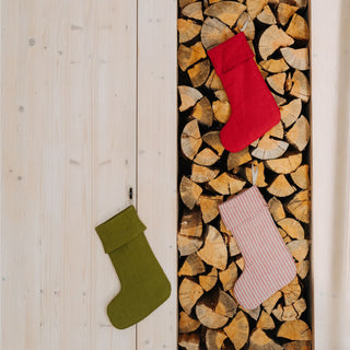Red Pear Linen Christmas Stocking 3