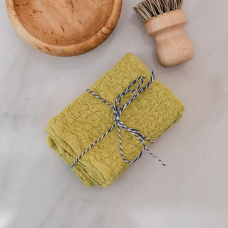 Lemon Curry Linen Dishcloth Set of 2 1