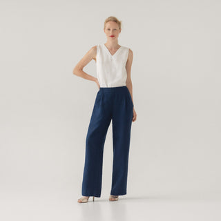 LIMITED EDITION Navy Linen Twill Willow Trousers 1