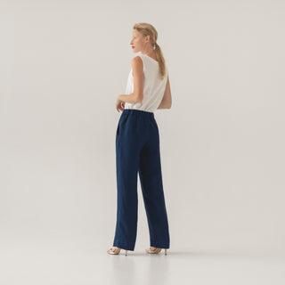 LIMITED EDITION Navy Linen Twill Willow Trousers 2