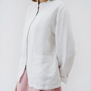 LIMITED EDITION Optical White Linen Twill Cherry Tree Jacket 4