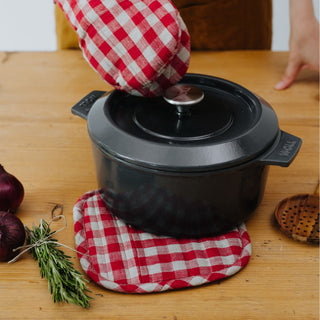 Red Gingham Linen Potholder 4