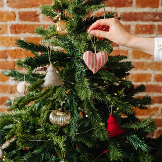 Red Natural Stripes Christmas Tree Decorations Set of 4 3