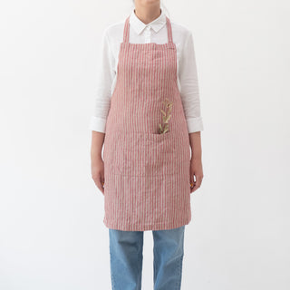 Red Natural Stripes Linen Daily Apron 1