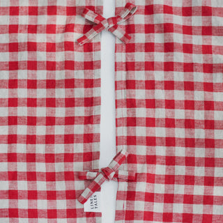 Red Gingham Linen Christmas Tree Skirt 4