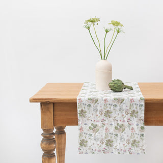 White Botany Linen Table Runner 1