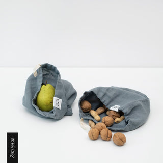 Zero Waste Blue Fog Linen Drawstring Bags Set of 3 3
