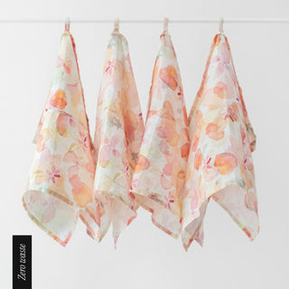 Zero Waste Floral Linen Kitchen Towels Set of 4 1