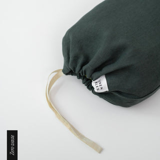 Zero Waste Forest Green Linen Drawstring Bags Set of 3 5
