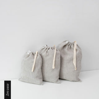 Zero Waste Melange Linen Drawstring Bags Set of 3 2