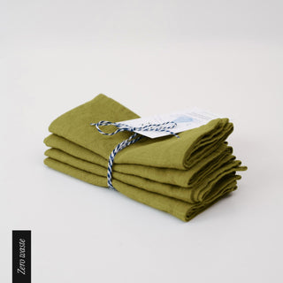 Zero Waste Moss Green Linen Napkins Set of 4 1