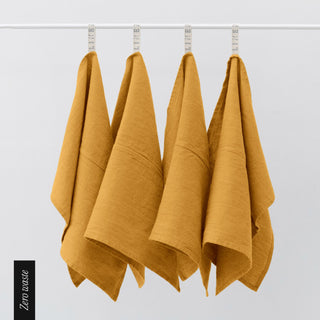 Zero Waste Mustard Linen Kitchen Towels Set of 4 1