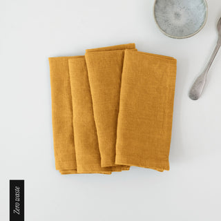 Zero Waste Mustard Linen Napkins Set of 4 1