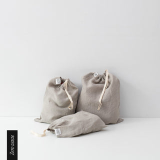 Zero Waste Natural Linen Drawstring Bags Set of 3 2