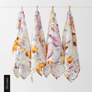 Zero Waste Orange Flow Linen Kitchen Towels Set of 4 1