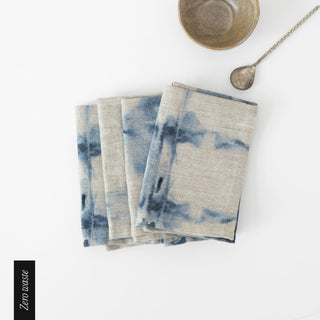 Zero Waste Tie Dye on Natural Linen Napkins Set of 4 1