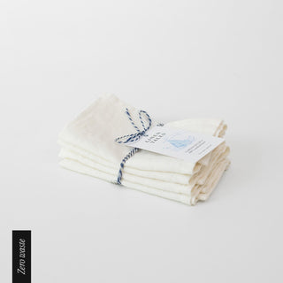 Zero Waste White Linen Napkins Set of 4 2