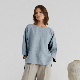 Allure Linen Bilberry Top - Linen Tales 