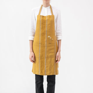 Amber Bronze Stripes Linen Daily Apron - Linen Tales 1