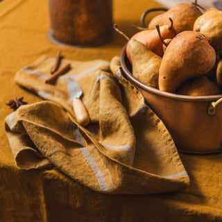 Amber Bronze Stripes Linen Kitchen Towel - Linen Tales 3