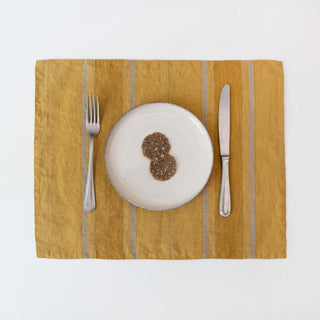 Amber Bronze Stripes Linen Placemat - Linen Tales 