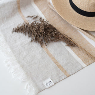 Amber Stripe Linen Blanket - Linen Tales 
