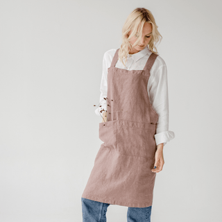 Ashes of Roses Linen Crossback Apron - Linen Tales 5