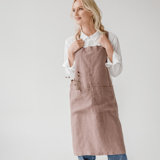 Ashes of Roses Linen Crossback Apron - Linen Tales 4
