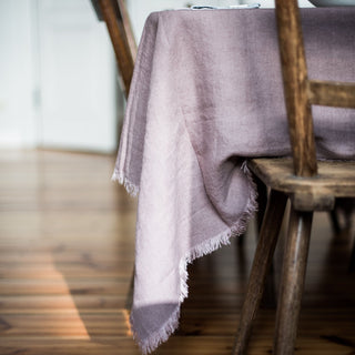 Ashes of Roses Linen Tablecloth with Fringes - Linen Tales USA 4